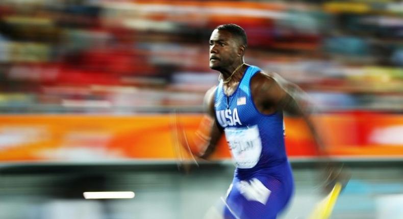 Justin Gatlin of the USA competes in the 4x100m relay final during the IAAF/BTC World Relays Bahamas 2017, at Thomas Robinson Stadium in Nassau, on April 22