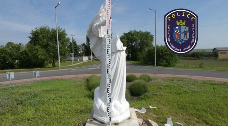 Az őrizetbe vett román férfi rongálhatta meg korábban is a Szűzanya szobrát / Fotó: police.hu