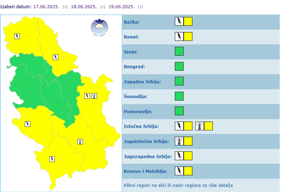 Meteoalarm 17. jun