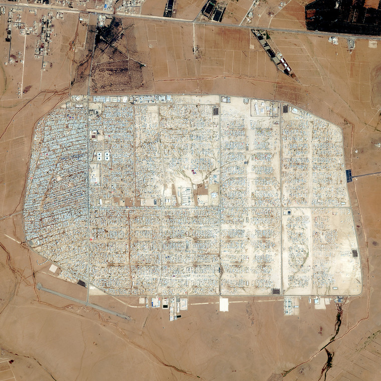 Zdjęcie obozu Za'atari wykonane w styczniu 2014 r. 