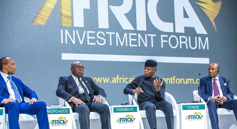Yemi Osinbajo during a panel session at the African Investment Forum 2018