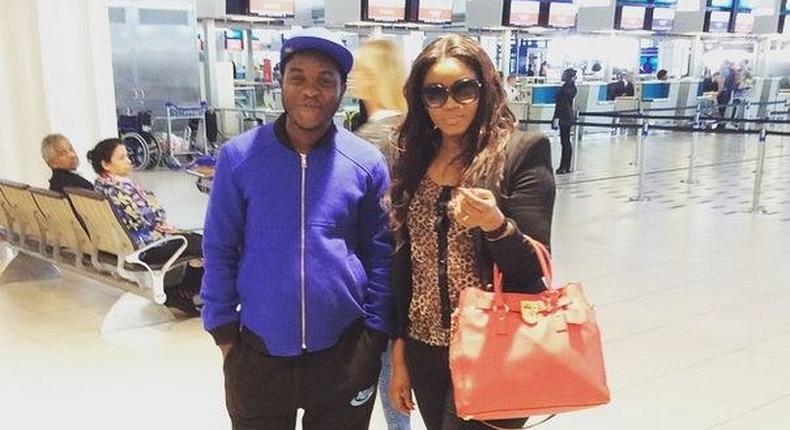 Omotola Jalade Ekeinde at the OR International Airport hours before departing South Africa for Congo