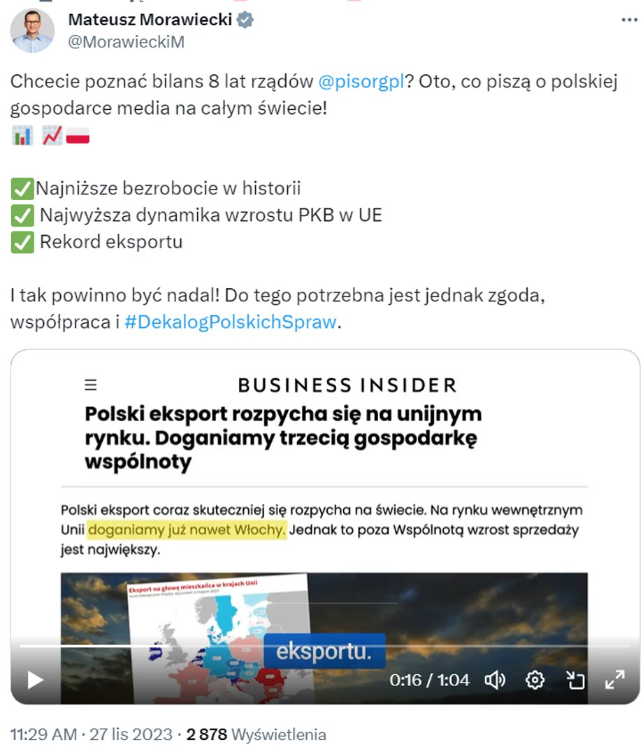 Premier cytuje Business Insidera