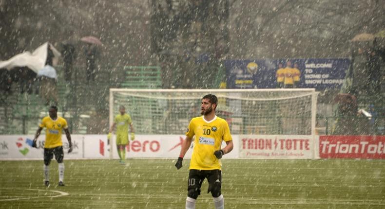 22-year-old striker Danish Farooq (C) symbolises a fairytale rise by Real Kashmir, the first club from the war-torn Himalayan region to make it into India's top football league