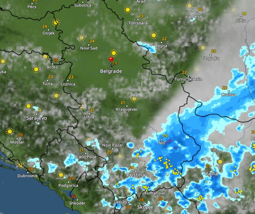 Kretanje nevremena u 18 sati