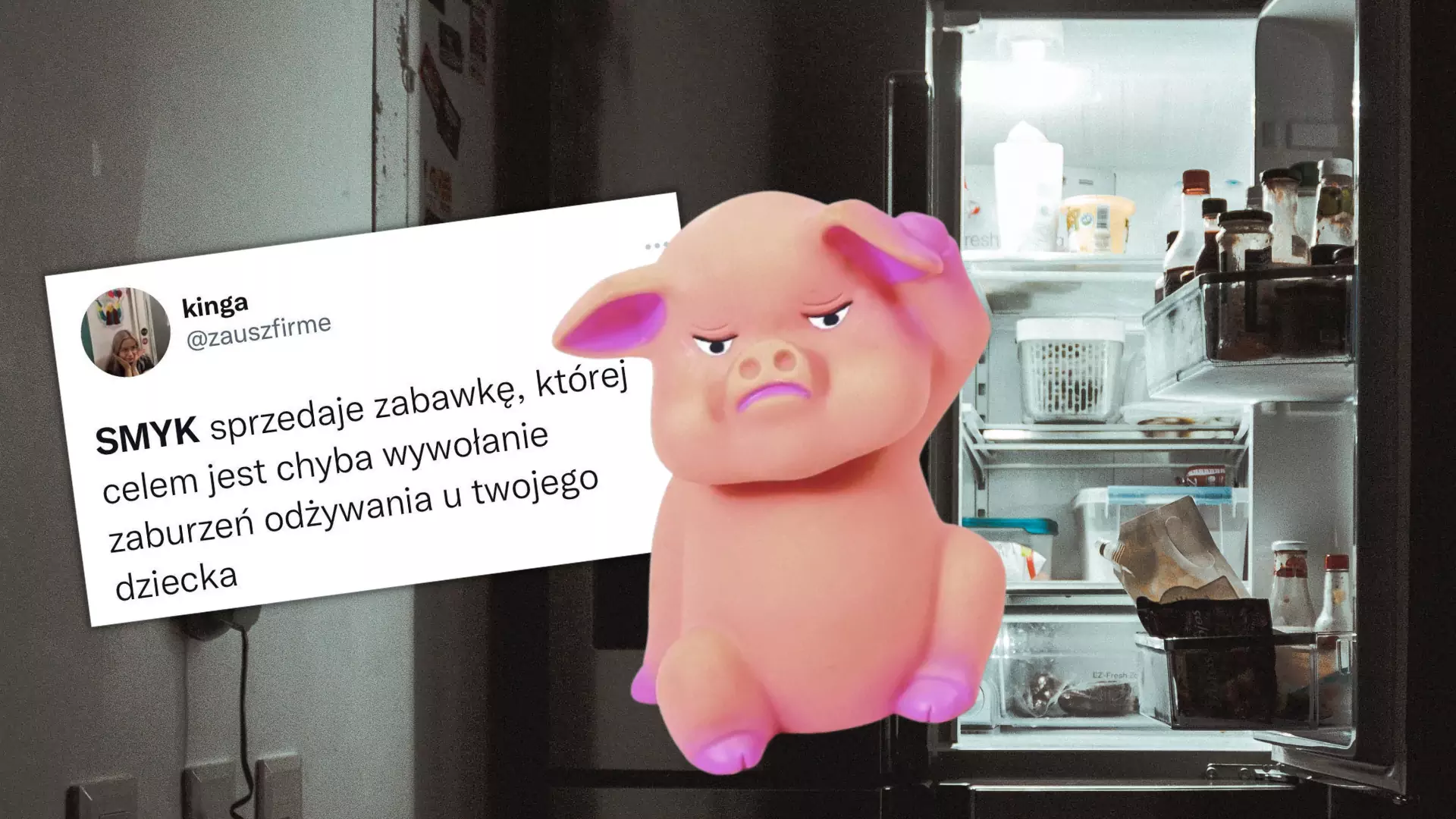 Niebezpieczna zabawka chrumka przy otwieraniu lodówki. "To grozi zaburzeniami odżywiania"