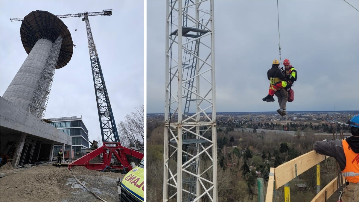 Nagle dostał ataku 50 metrów nad ziemią. Ruszyli po niego z linami