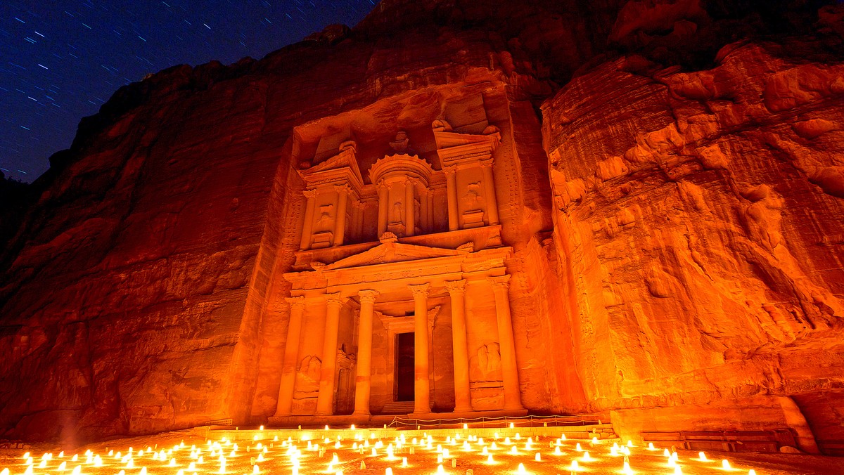 Petra nocą, Jordania