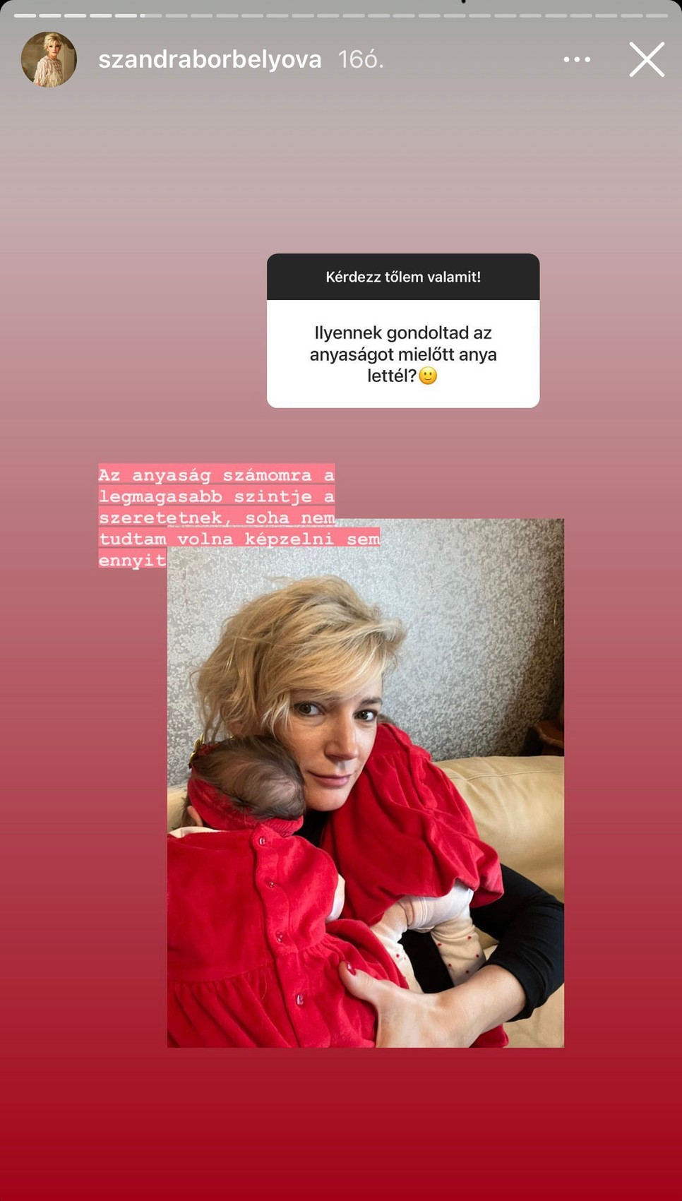 Borbély Alexandra soha nem gondolta volna, hogy ennyire lehet szeretni valakit