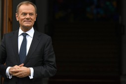 President of the European Council Donald Tusk waiting outside Government buildings in Dublin