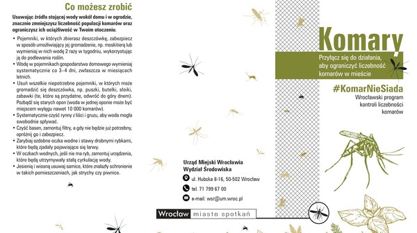 Nie wiesz, jak walczyć z komarami? Przeczytaj ulotki przygotowane przez Urząd Miejski Wrocławia. 