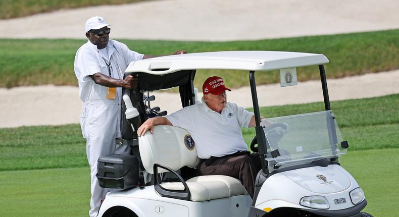 Former President Donald Trump at Trump National Golf Club Bedminster on July 28, 2022.Jonathan Ferrey/LIV Golf via Getty Images