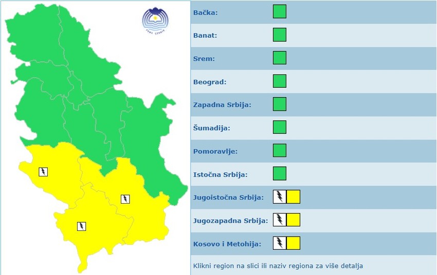 Meteoalarm za nedelju
