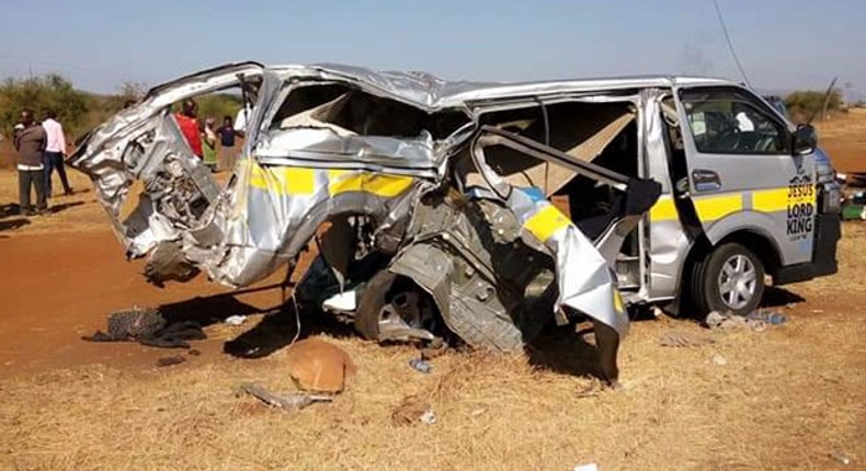 14-seater matatu mangled after crash with lorry (Capital FM)