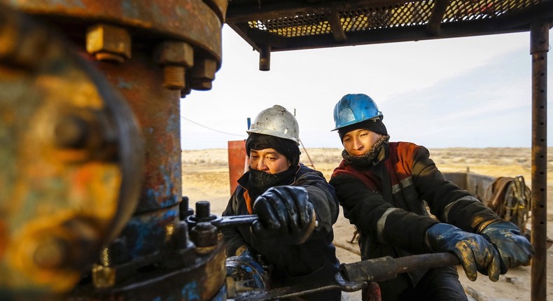 Oil Field Well Rig Workers Kazakhstan