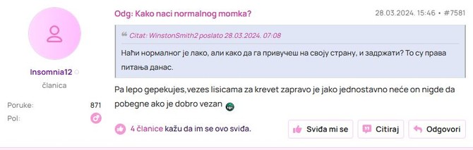 Šaljiva poruka članice Ana foruma