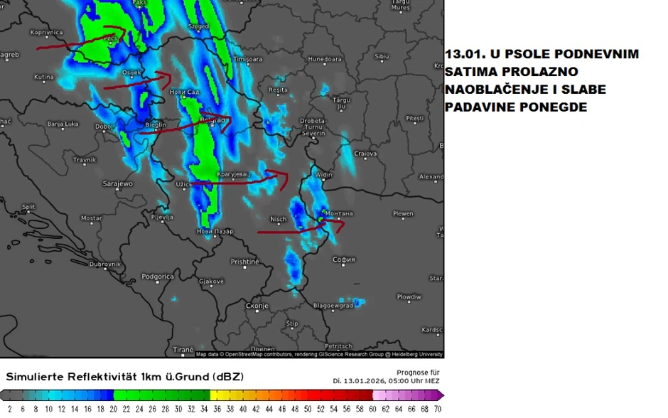 Uoči Srpske nove godine ponegde padavine
