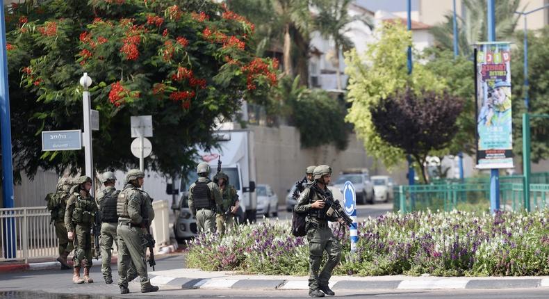 Israeli security forces patrol streets of Sderot, Israel, on October 11, 2023. Mostafa Alkharouf/Anadolu via Getty Images