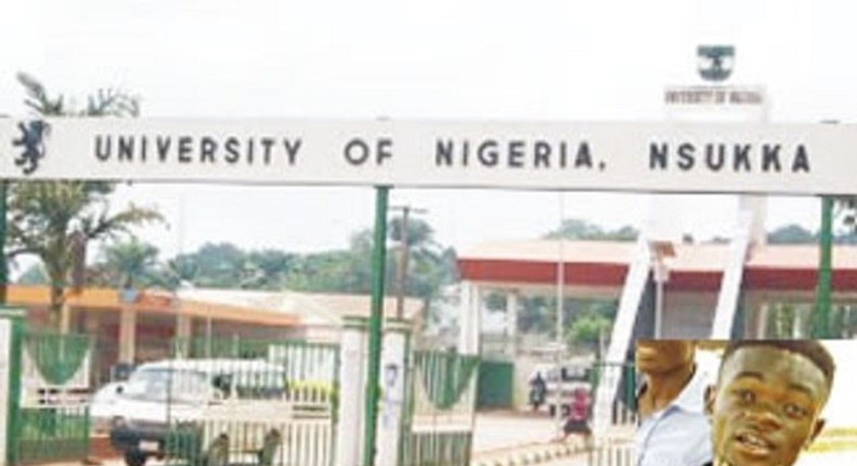 UNN gate with the late Tobechukwu Okeke inset