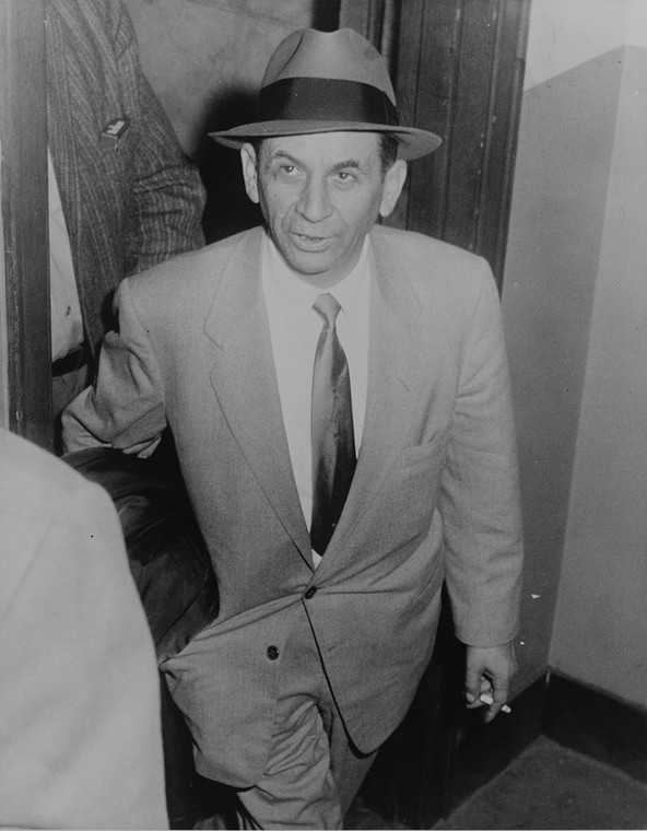 Meyer Lansky na posterunku policji w Nowym Jorku, zatrzymany za włóczęgostwo