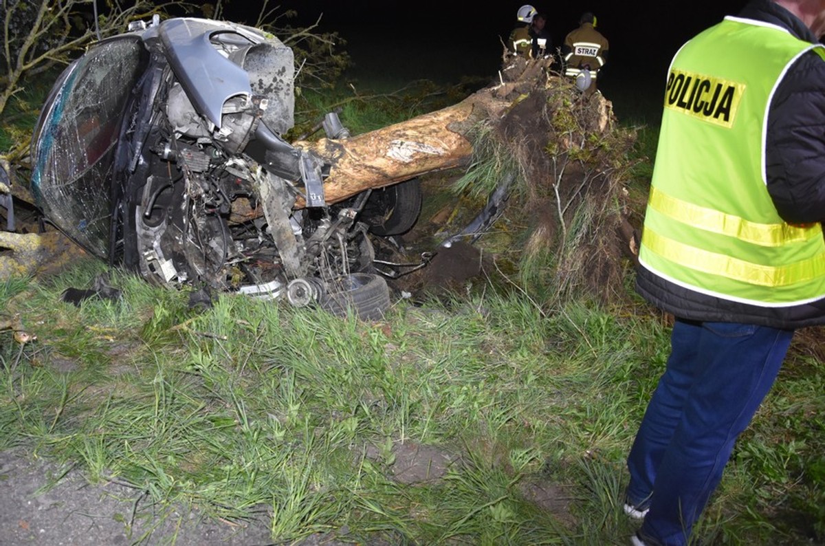 Koszmarny wypadek w majówkę. BMW doszczętnie zniszczone, drzewo wyrwane z korzeniami. 25-latek nie żyje...