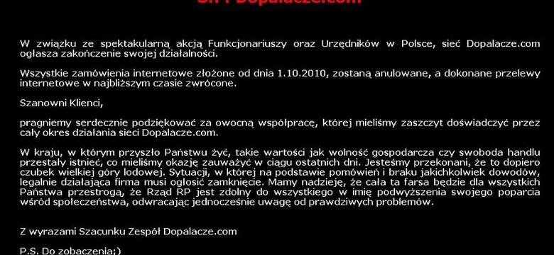 Koniec dopalaczy.com. "P.S. Do zobaczenia ;)"