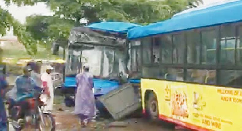 Scene of the Sunday BRT Crash in Ikorodu. [NAN]