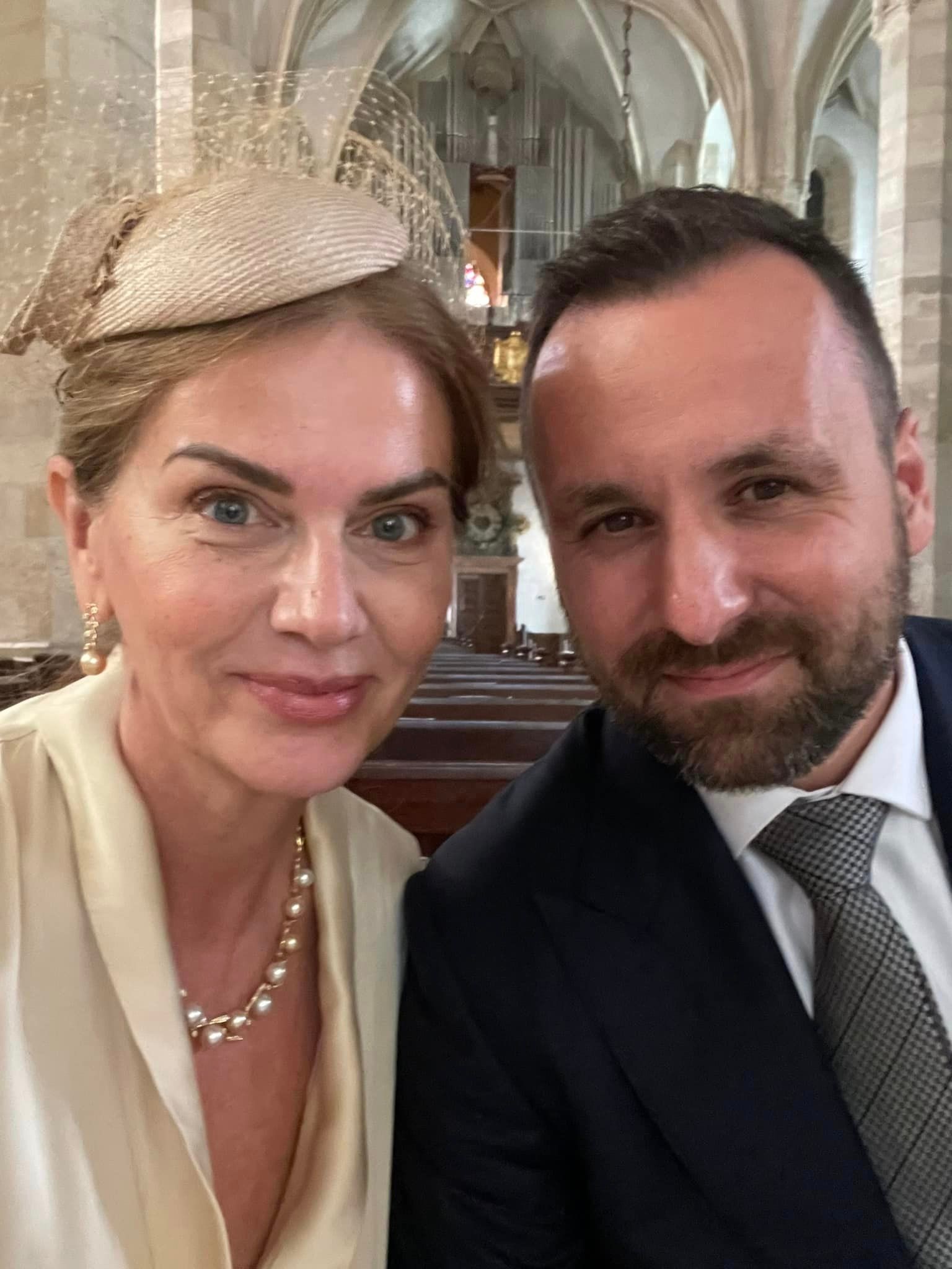 Monika Beňová s partnerom na krste dcérky Dominiky Cibulkovej, Ninky.