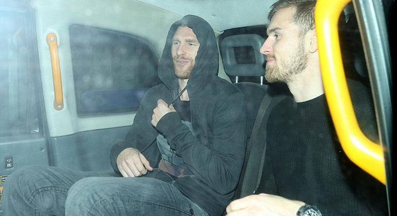 Per Mertesacker and Aaron Ramsey party with their Arsenal teammates at a London nightclub