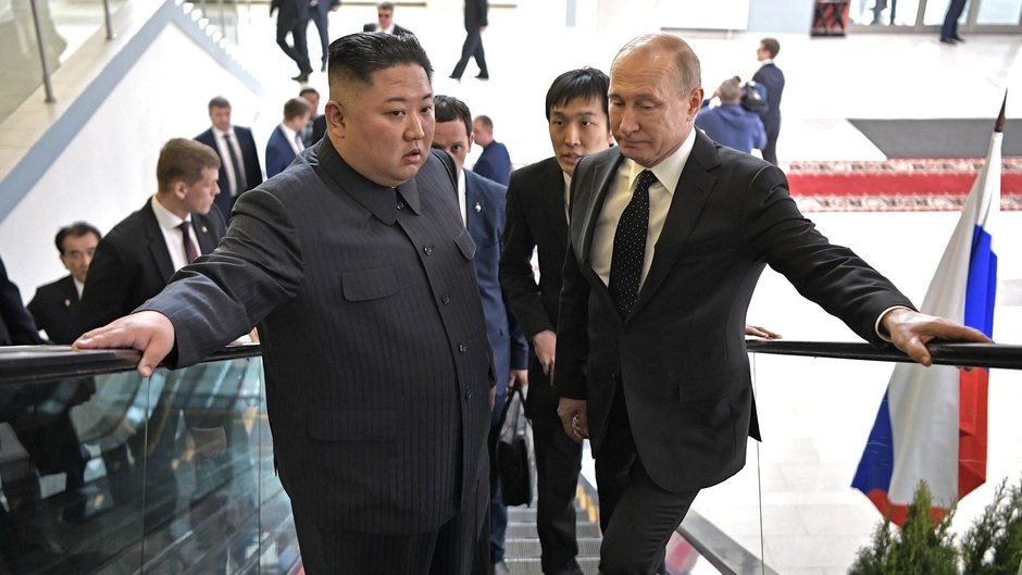 Kim Dzong Un i Władimir Putin we Władywostoku. 2019 r.