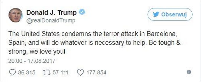 Wpis Trumpa na Twitterze