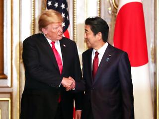 Donald Trump, prezydent USA, i Shinzo Abe, premier Japonii. Tokio, 27 maja 2019 r.