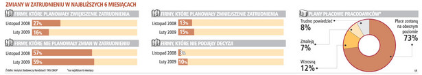 Zmiany w zatrudnieniu w najbliższych 6 miesiącach