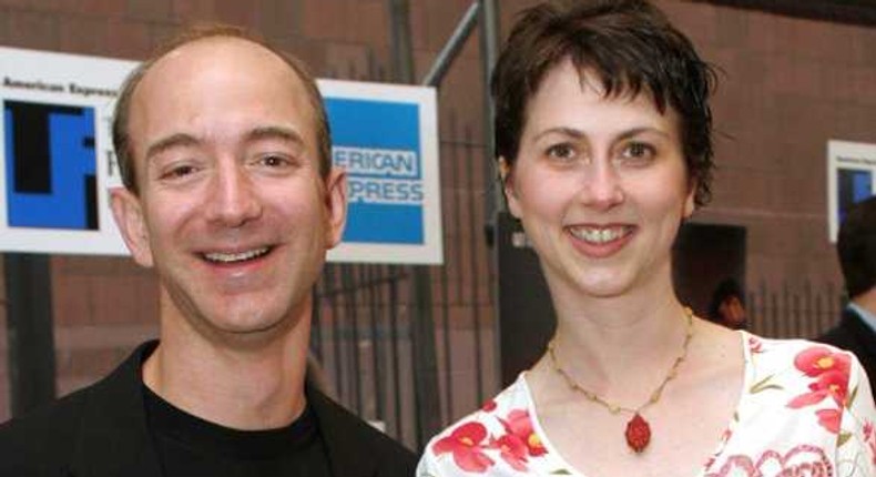 An old photo of Jeff and MacKenzie Bezos.