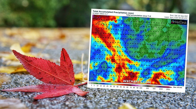 Przed nami kilka cieplejszych dni, ale pojawiać będą się też opady deszczu (mapa: wxcharts.com)