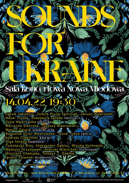 Oficjalny plakat zapowiadający koncert "Sounds for Ukraine"