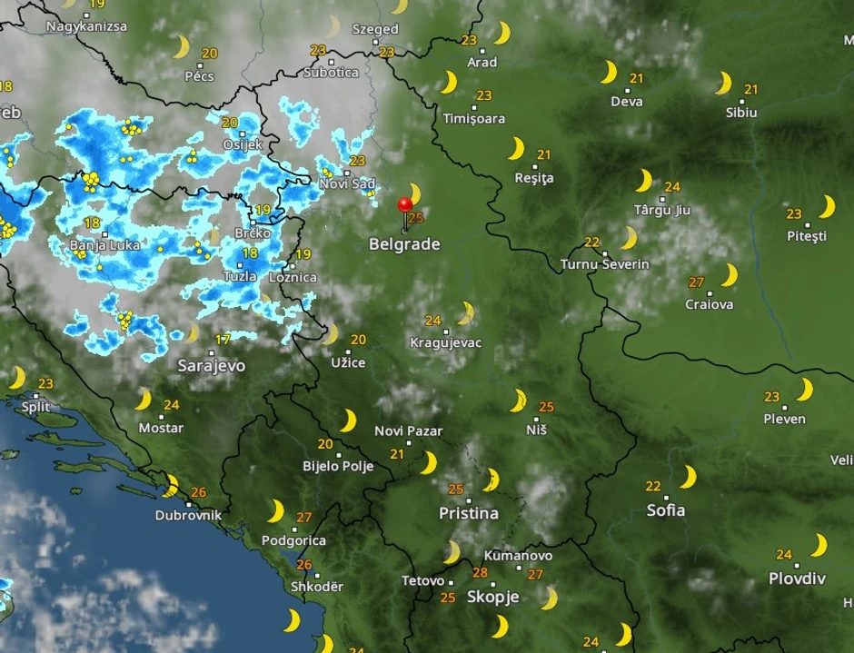 Nevreme pogađa sever i severozapad Srbije u 21 čas