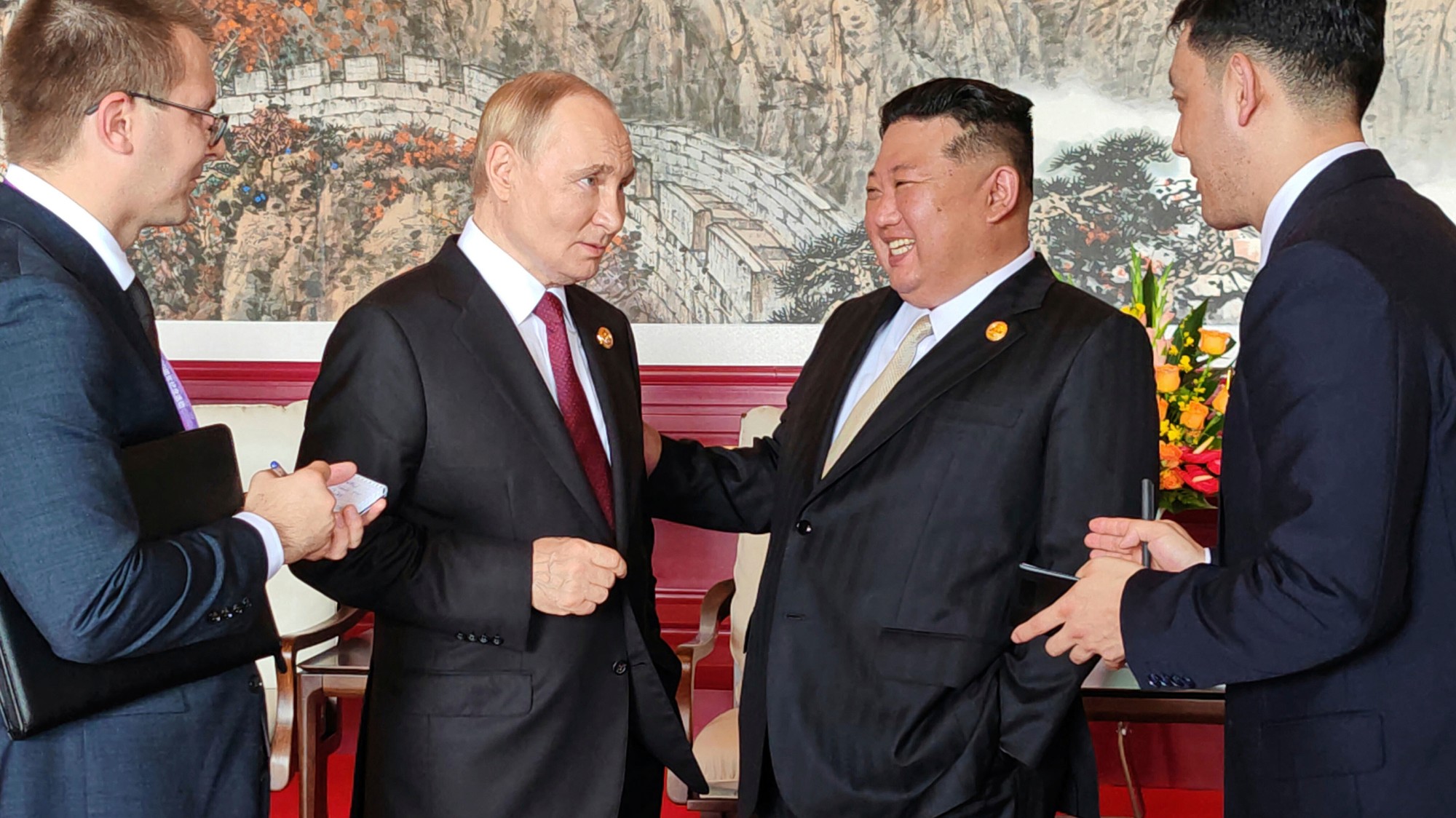 Severokórejský vodca Kim Čong-un a ruský prezident Vladimir Putin.