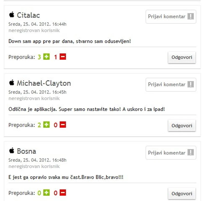 Promena je vidljiva i u komentarima čitalaca, uz prepoznatljivu "Eplovu" jabučicu