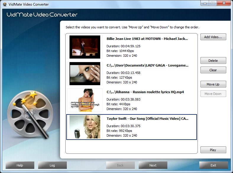 Główne okno programu VidMate Video Converter