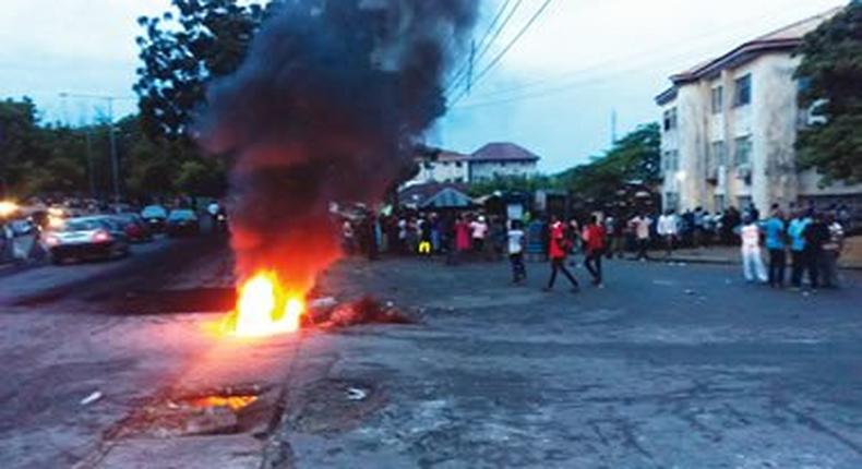 Fire made the protesters.