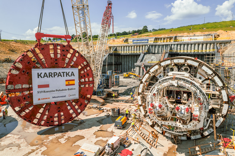 Maszyna TBM na placu budowy S19 Rzeszów Południe - Babica