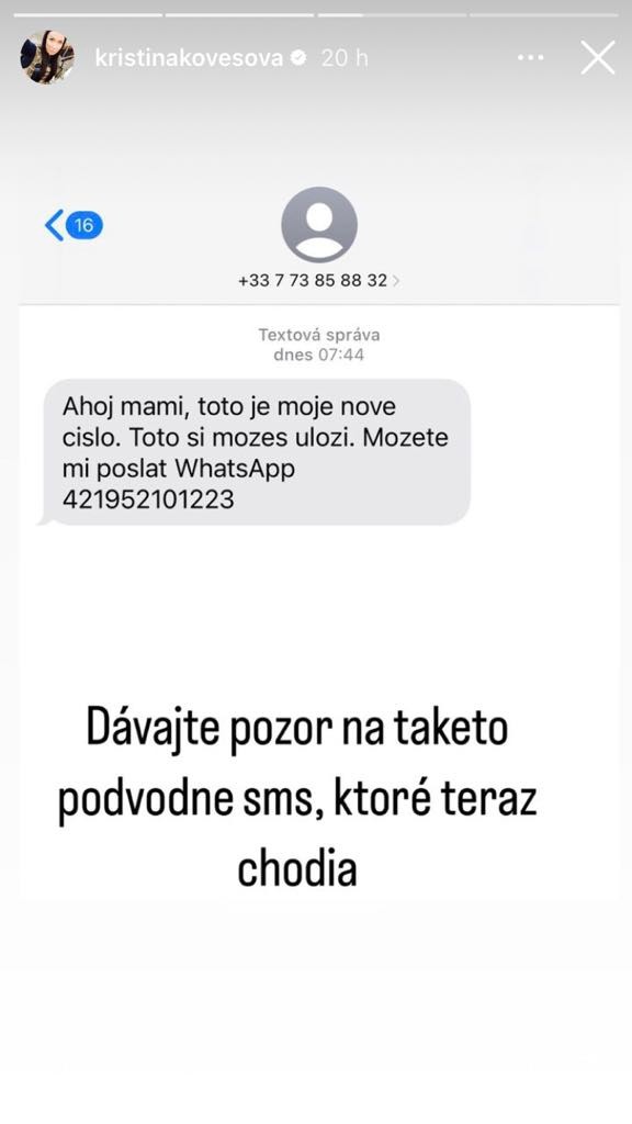 Kövešová varuje pred podvodnou sms.