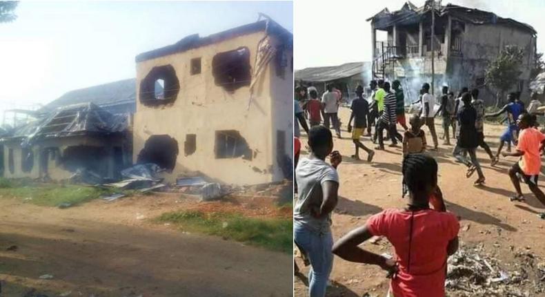 Angry youths burn down pastors' buildings because 7 men can't find their penises