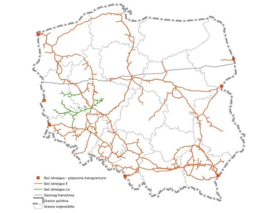 Polski system przesyłowy gazu ziemnego. Na granicy polsko-ukraińskiej import gazu możliwy jest przez punkt Drozdowicze. 