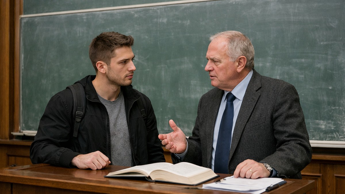 Student i profesor, ilustracija