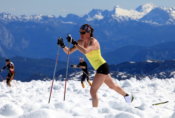 Justyna Kowalczyk na lodowcu Dachstein w Ramsau (jkm) PAP/Grzegorz Momot