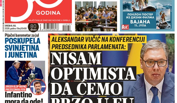 Blic naslovna strana za 8.7.