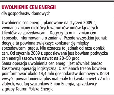 Uwolnienie cen energii dla gospodarstw domowych