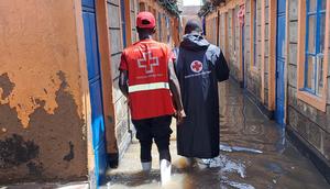 The Kenya Red Cross Society disaster response team at Kware, Nairobi on April 13, 2024
